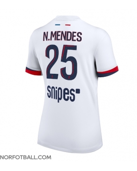 Billige Fotballdrakt Paris Saint-Germain Nuno Mendes #25 Replika Bortedrakt Dame 2025-26 Kortermet